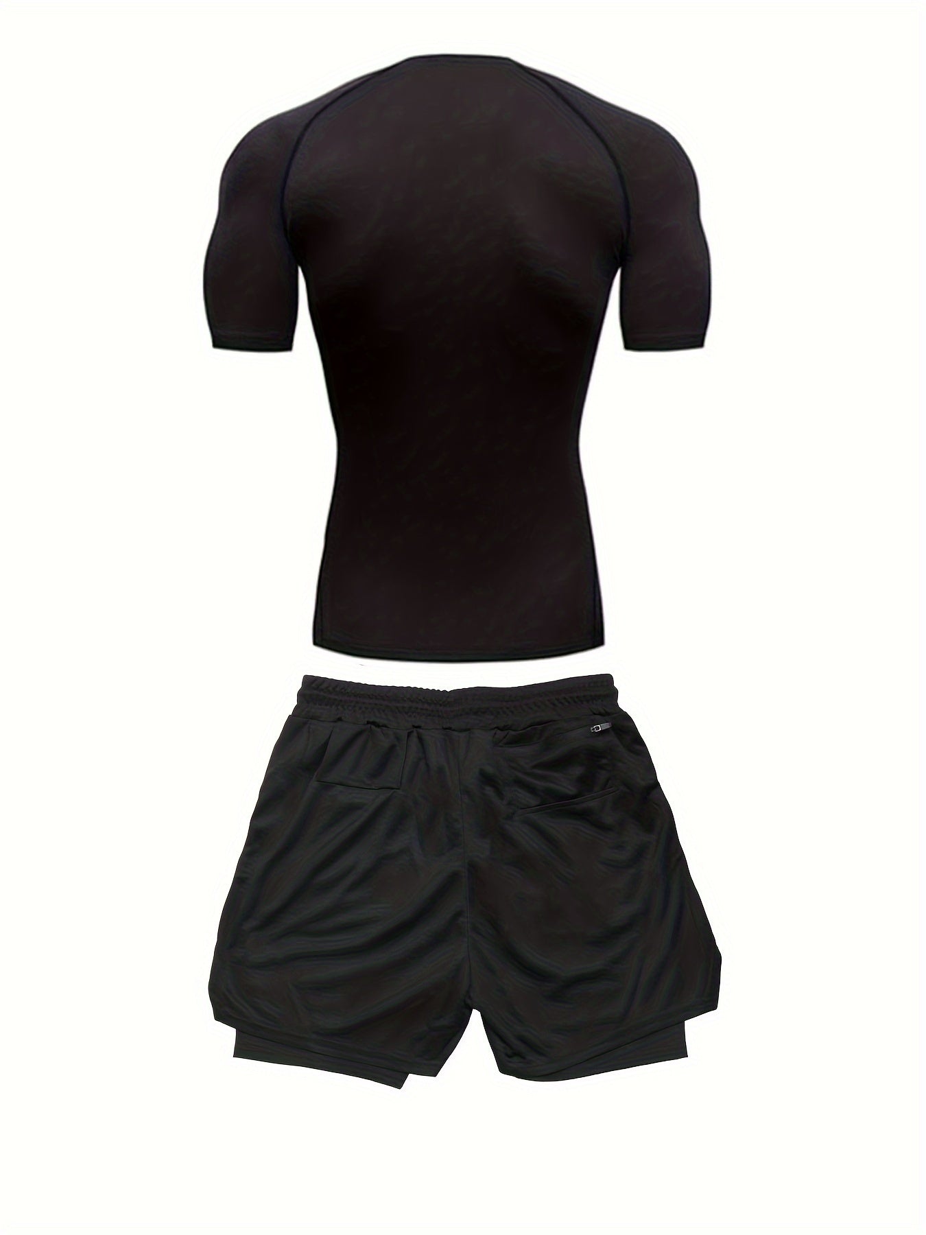 Men’s Red & Black 2-Piece Summer Set – Breathable Loose-Fit T-Shirt & Sports Shorts
