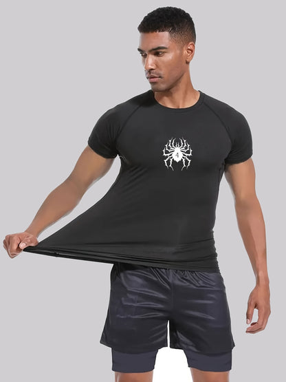 Men’s Red & Black 2-Piece Summer Set – Breathable Loose-Fit T-Shirt & Sports Shorts