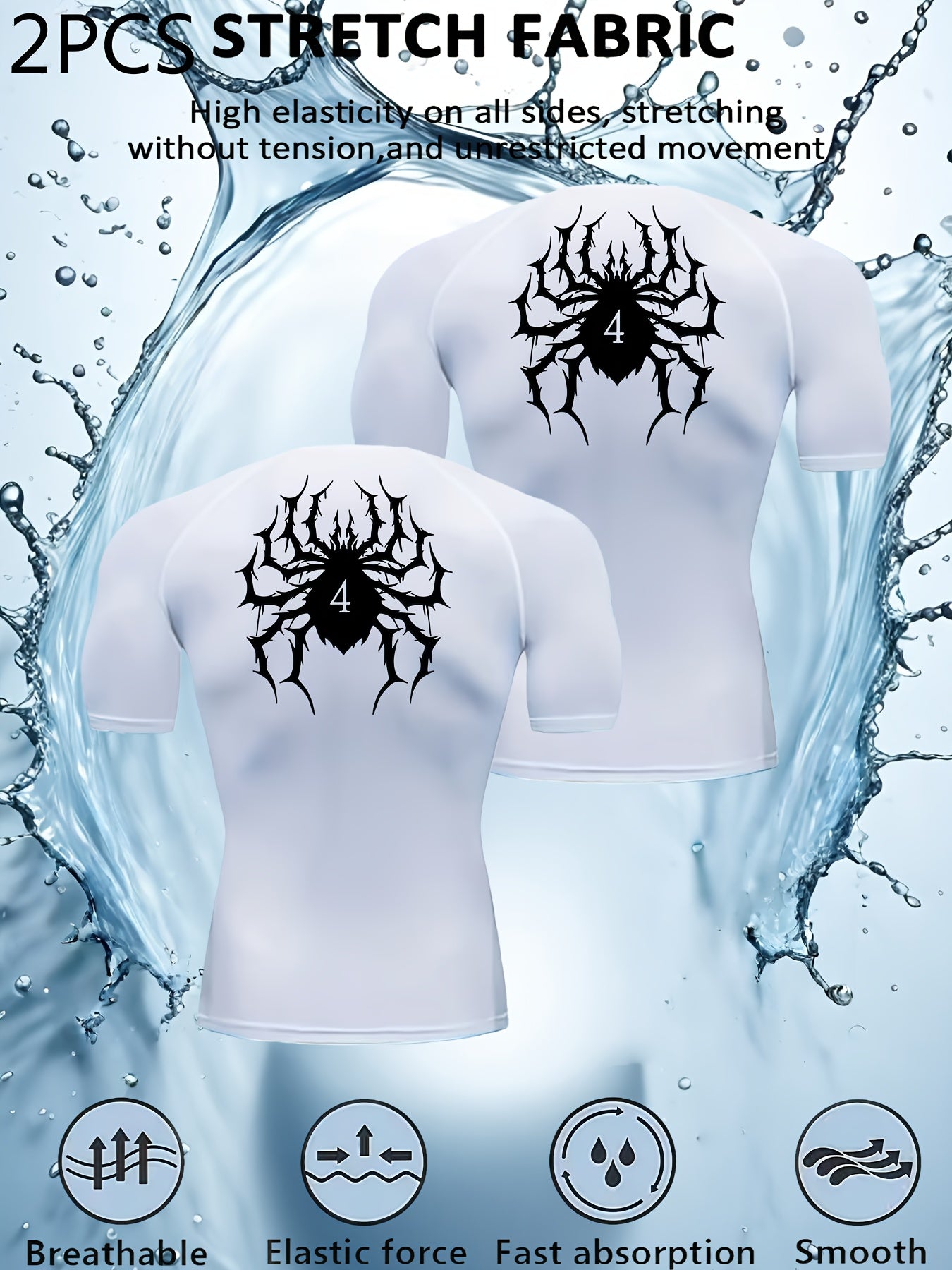 2-Pack Spider Compression Fitness Shirts – Quick-Dry Muscle Fit
