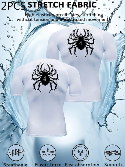 2-Pack Spider Compression Fitness Shirts – Quick-Dry Muscle Fit